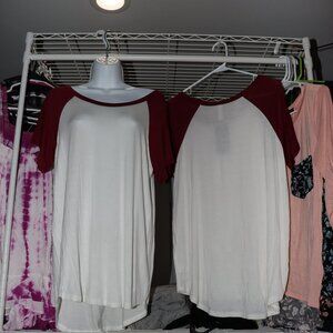 Love In Baseball Tee Rayon/Spandex Blend Short Sleeve Maroon S,M,L